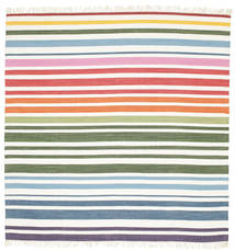  Rainbow Stripe - White Szőnyeg 200X200 Modern Kézi Szövésű Szögletes Bézs/Bézs/Krém (Pamut, India)